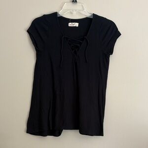 Hollister Black Lace-Up Women's Top